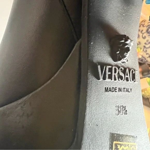 VERSACE | Black block platform aevitas Versace lug sole designer leather boot - Picture 9 of 16